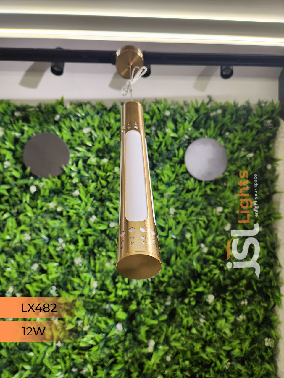 12W LX 482 Antique Brass Fancy Hanging Lights for with Diffuser Home Ceiling Pendant Light with 3000K LED Color