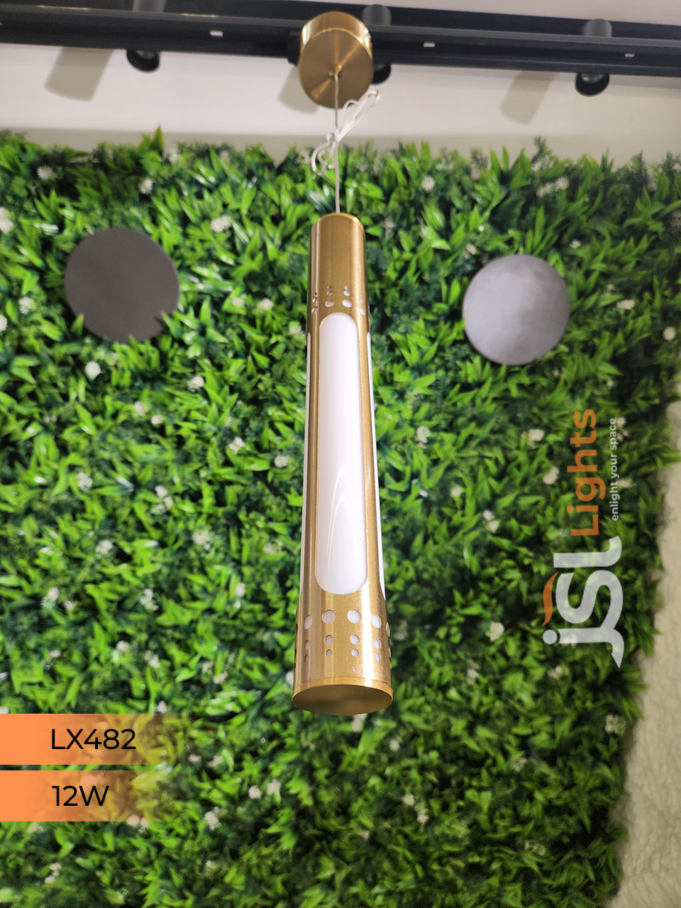 12W LX 482 Antique Brass Fancy Hanging Lights for with Diffuser Home Ceiling Pendant Light with 3000K LED Color