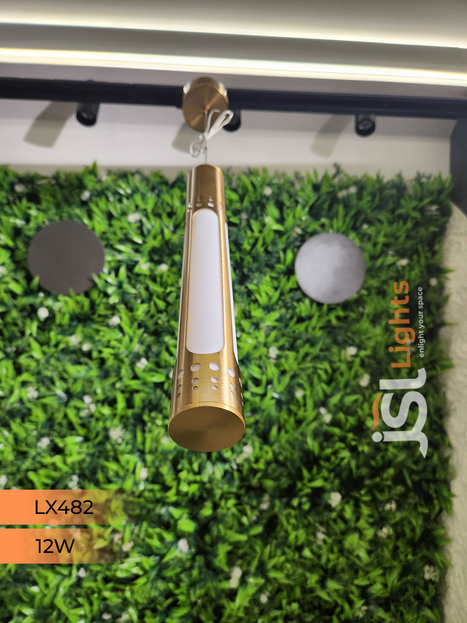12W LX 482 Antique Brass Fancy Hanging Lights for with Diffuser Home Ceiling Pendant Light with 3000K LED Color