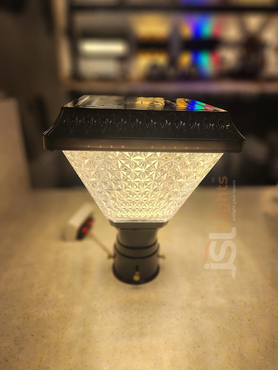 10 Inch Gate Light LEO Star with Unbreakable Plastic Black Body Pillar Post Lamp Pillar Light with B22 Holder ON