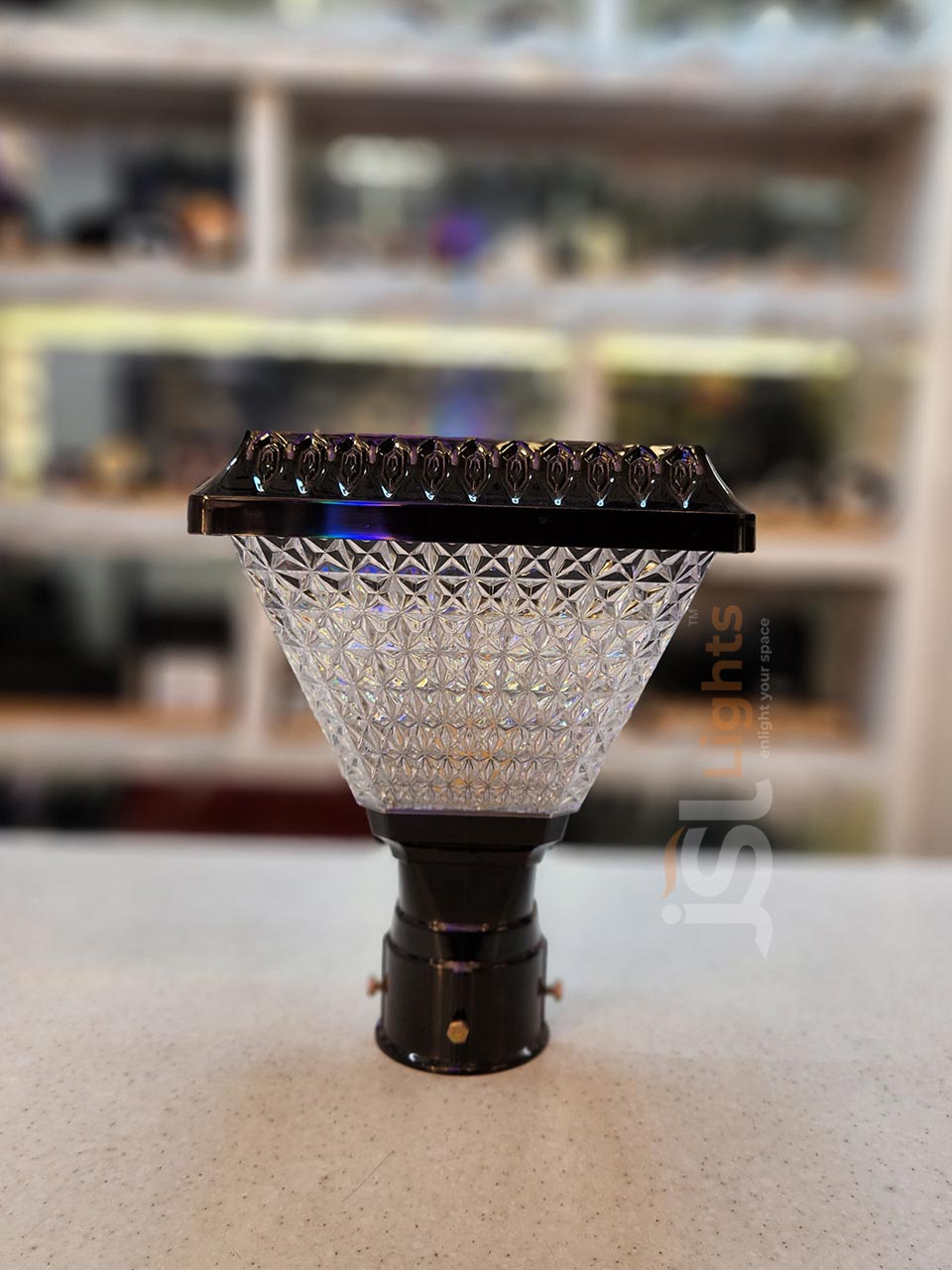10 Inch Gate Light LEO Star with Unbreakable Plastic Black Body Pillar Post Lamp Pillar Light with B22 Holder