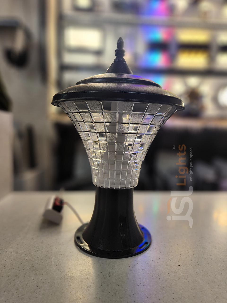 13 Inches Outdoor Smart Jalwa Gate Light with Unbreakable Polycarbonate Body Pillar Post Lamp IP65 Pillar Light 12W Inbuild LED