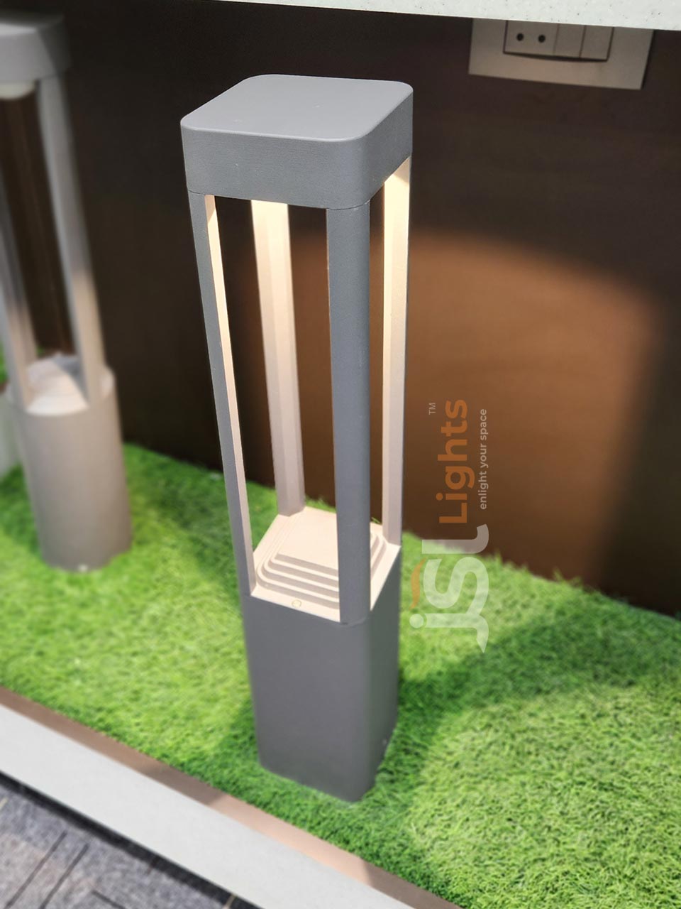 27" Outdoor Grey Round LED 12W Garden Bollard Light 2024 Aluminium Body Waterproof Pathway Light with Inbuild LED