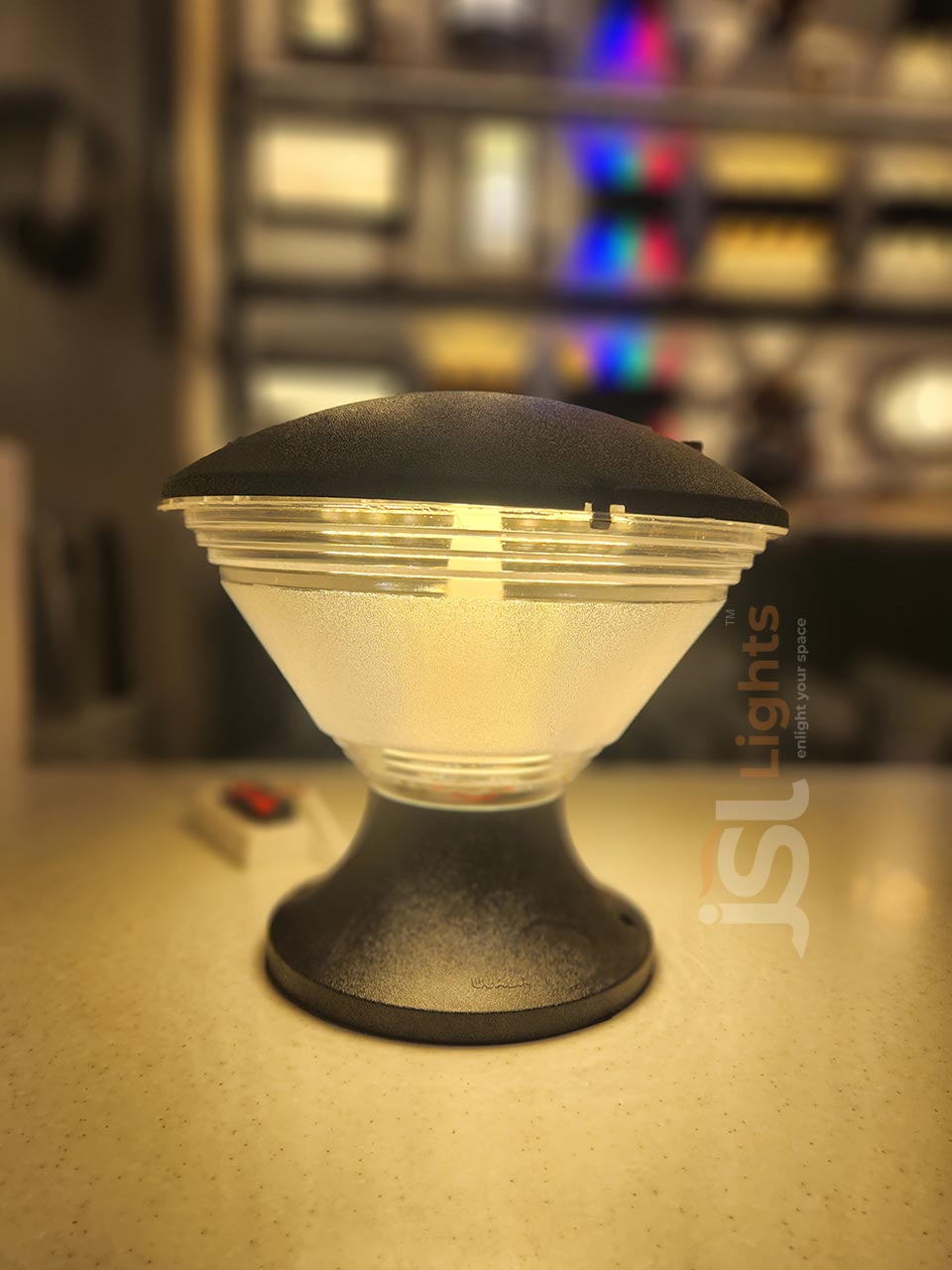 9 Inch Outdoor Glider Gate Light with Unbreakable Polycarbonate Body Pillar Post Lamp IP65 Pillar Light 12W Inbuild LED ON