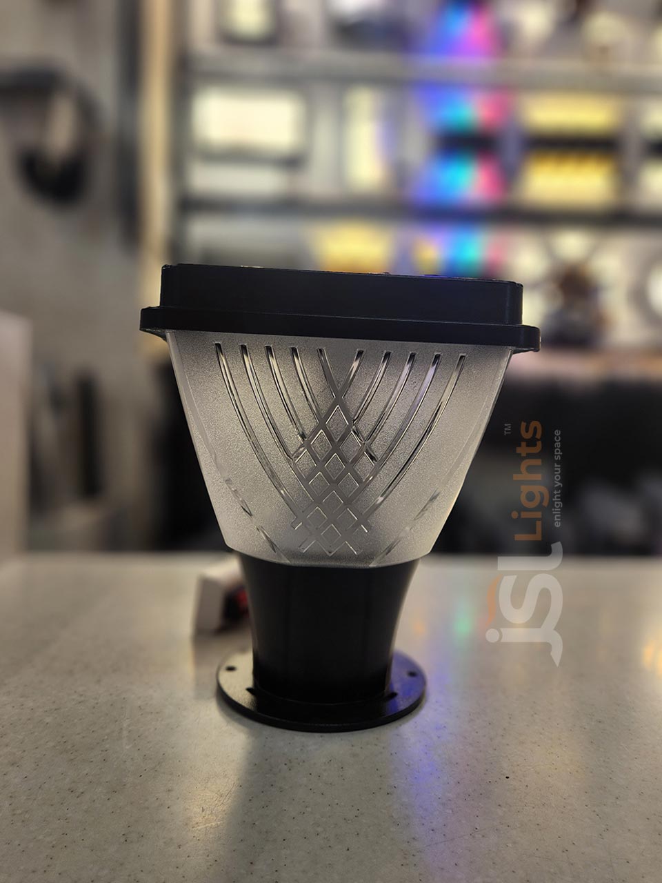 9 Inch Outdoor New Moon Gate Light with Unbreakable Polycarbonate Body Pillar Post Lamp IP65 Pillar Light 12W Inbuild LED