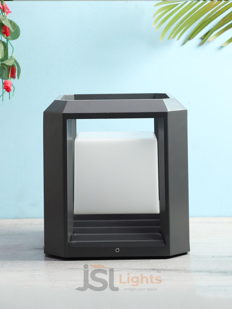 Square Outdoor LED Gate Light 8802 Big 11IN Pillar Post Light with E27 Holder Aluminium Body and PC Diffuser IP65