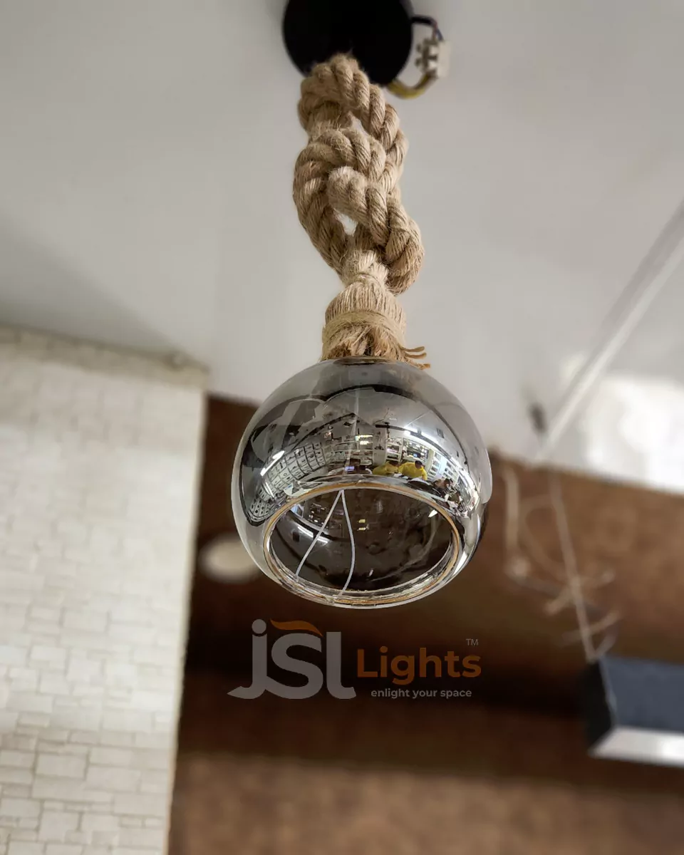 4W G125 Amber LED Hanging Light with Natural Rope Ceiling Hanging Light for Home Kitchen Table Top Pendant Light