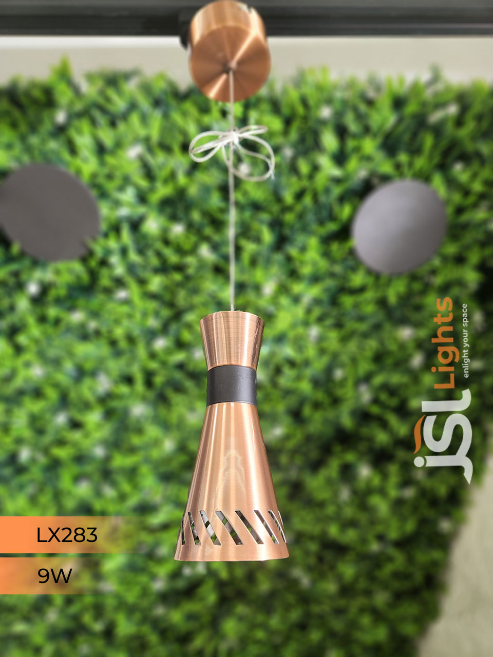 9W LX 283 Copper Surface Hanging Light for Home Ceiling Pendant Light Warm White with Hanging Wire
