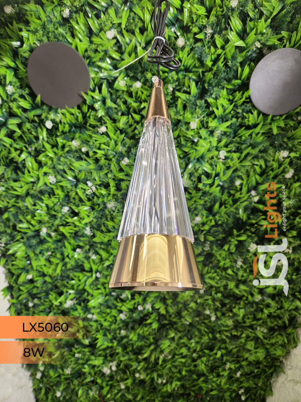 8W LX 5060 French Gold Hanging Light for Home Ceiling Pendant Light Warm White with Hanging Wire