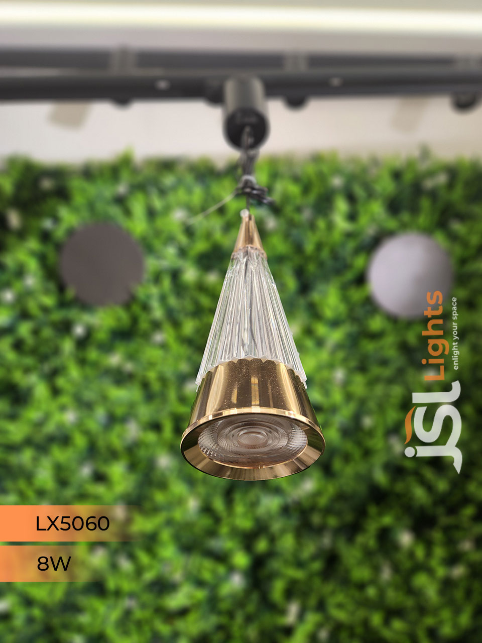 8W LX 5060 French Gold Hanging Light for Home Ceiling Pendant Light Warm White with Hanging Wire