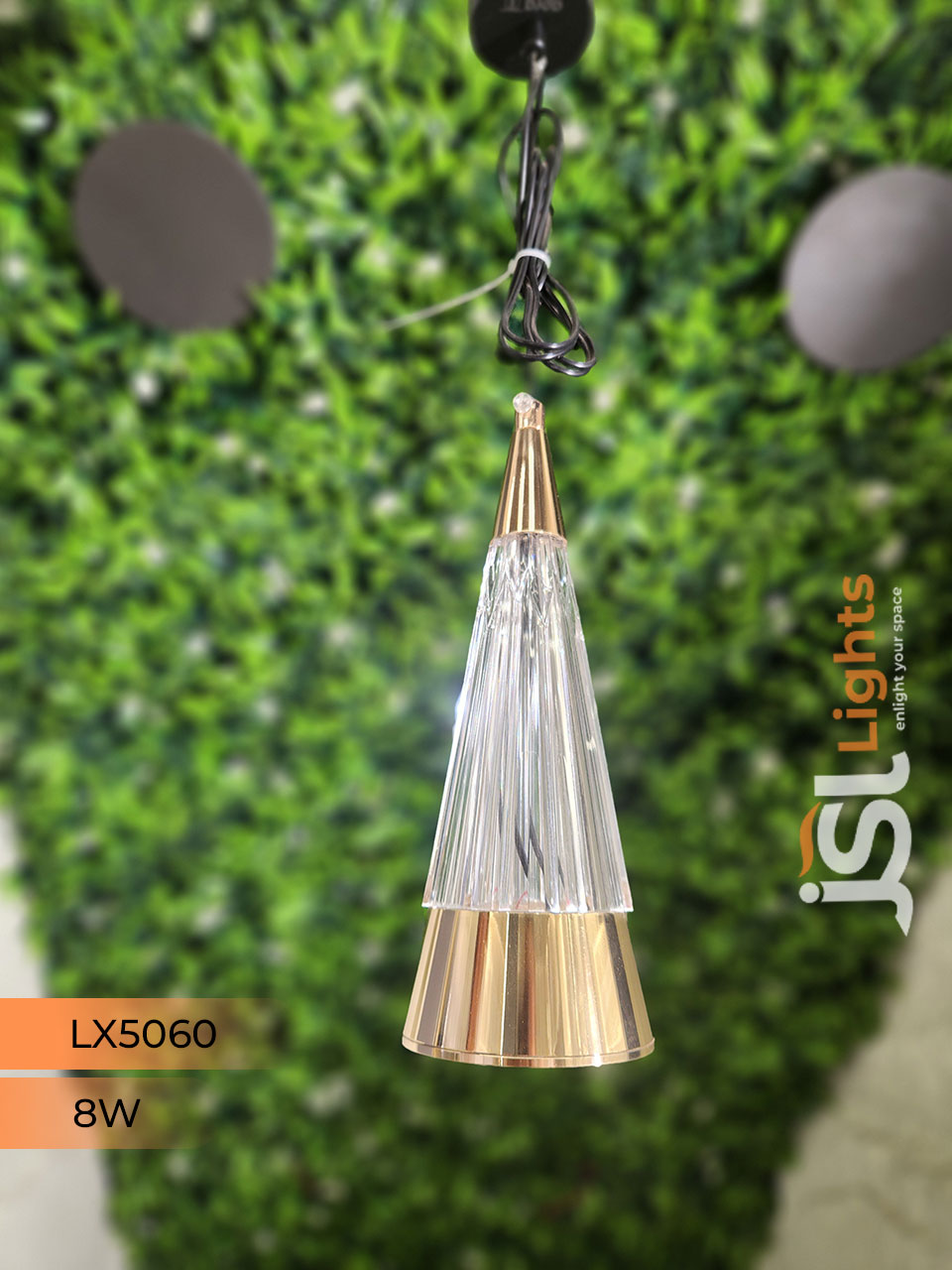 8W LX 5060 French Gold Hanging Light for Home Ceiling Pendant Light Warm White with Hanging Wire
