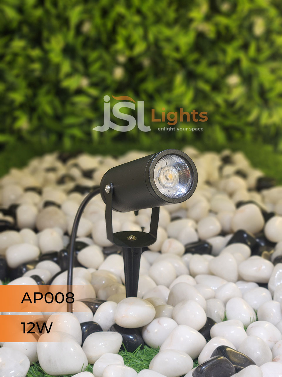 AP 008 12W Garden Spike Light Adjustable Waterproof Outdoor Garden Spotlight Black Body