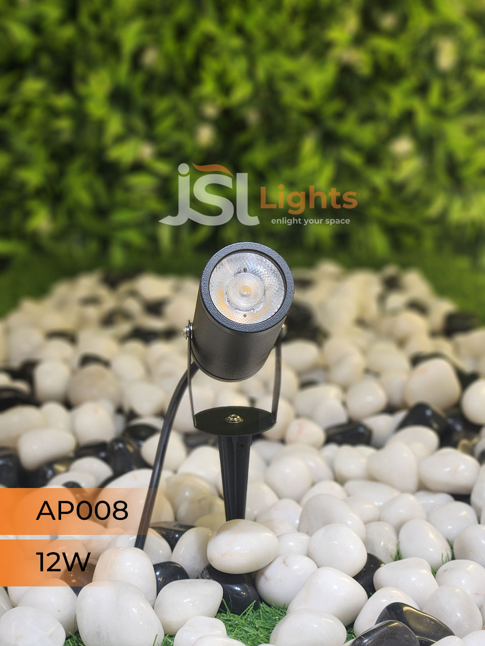 AP 008 12W Garden Spike Light Adjustable Waterproof Outdoor Garden Spotlight Black Body