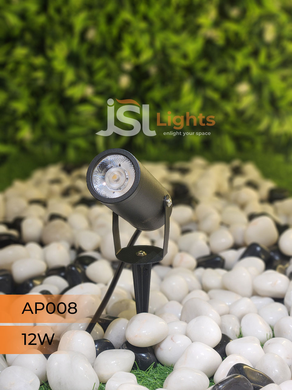 AP 008 12W Garden Spike Light Adjustable Waterproof Outdoor Garden Spotlight Black Body
