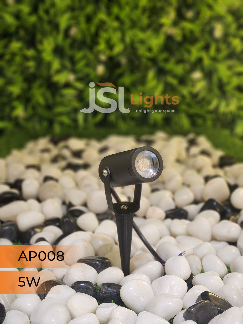 AP 008 5W Garden Spike Light Adjustable Waterproof Outdoor Garden Spotlight Black Body