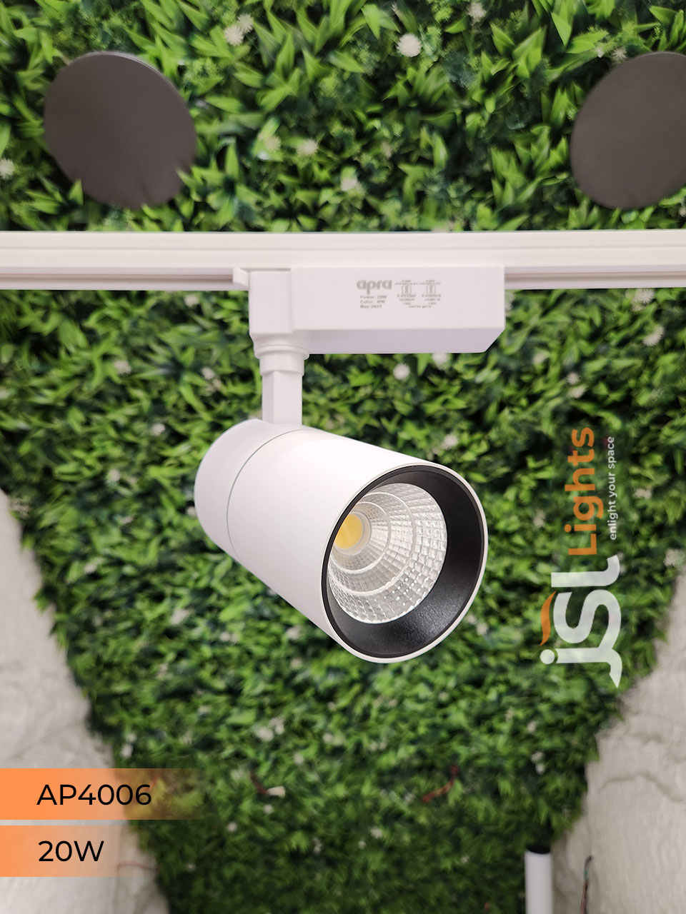 Apra 20W LED Track Light Spotlight (4006) White Track Lighting Non Megnetic