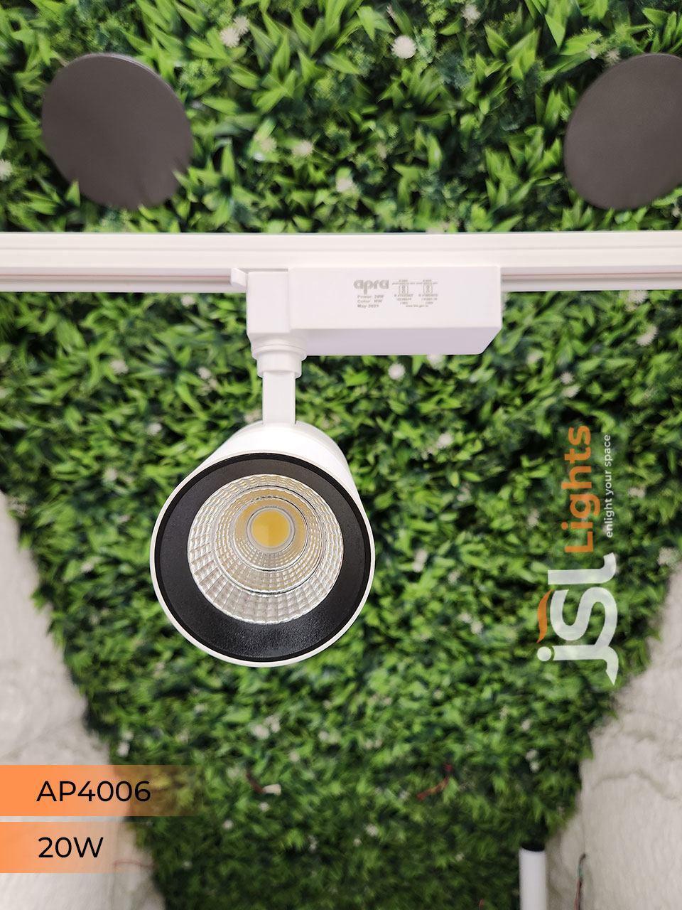 Apra 20W LED Track Light Spotlight (4006) White Track Lighting Non Megnetic