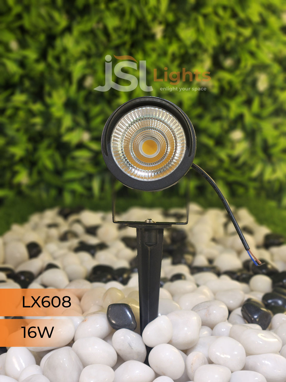 LX 608 16W Garden Spike Light Adjustable Waterproof Outdoor Garden Spotlight Black Body