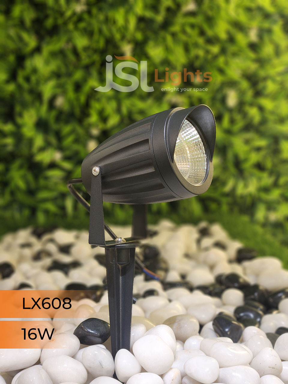 LX 608 16W Garden Spike Light Adjustable Waterproof Outdoor Garden Spotlight Black Body