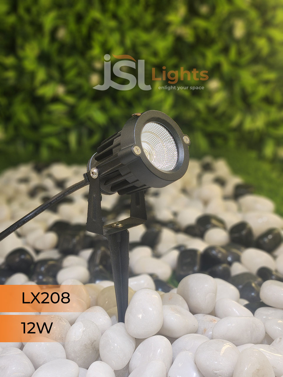 LX 208 12W Garden Spike Light Adjustable Waterproof Outdoor Garden Spotlight Black Body