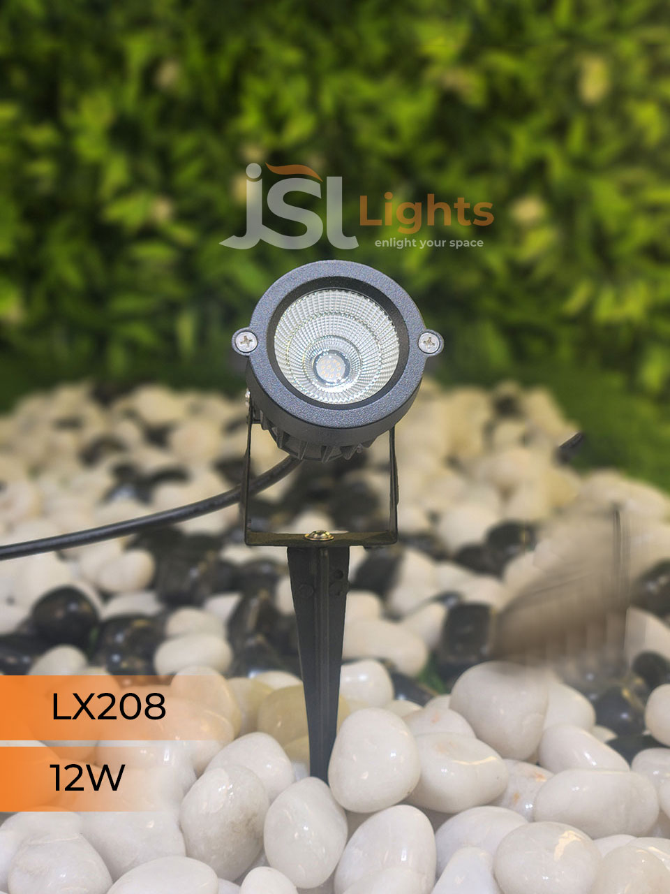 LX 208 12W Garden Spike Light Adjustable Waterproof Outdoor Garden Spotlight Black Body