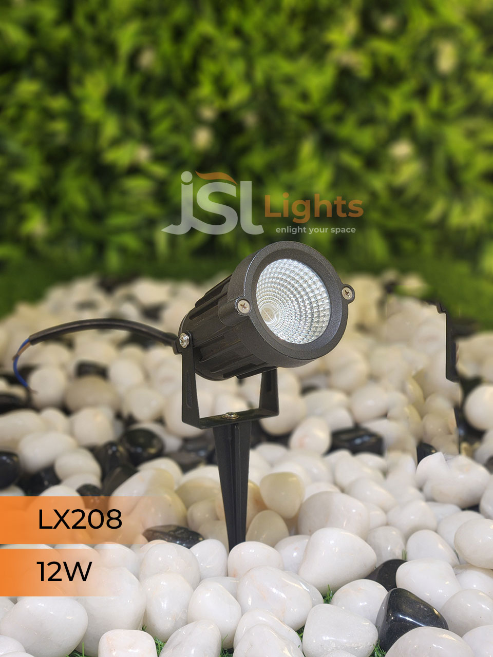 LX 208 12W Garden Spike Light Adjustable Waterproof Outdoor Garden Spotlight Black Body