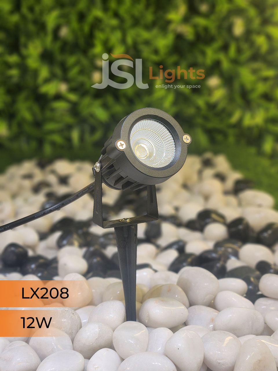 LX 208 12W Garden Spike Light Adjustable Waterproof Outdoor Garden Spotlight Black Body