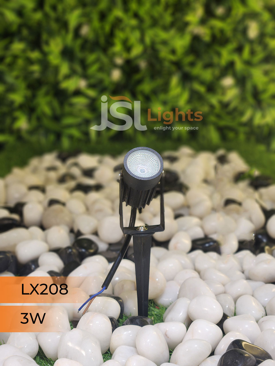 LX 208 3W Garden Spike Light Adjustable Waterproof Outdoor Garden Spotlight Black Body