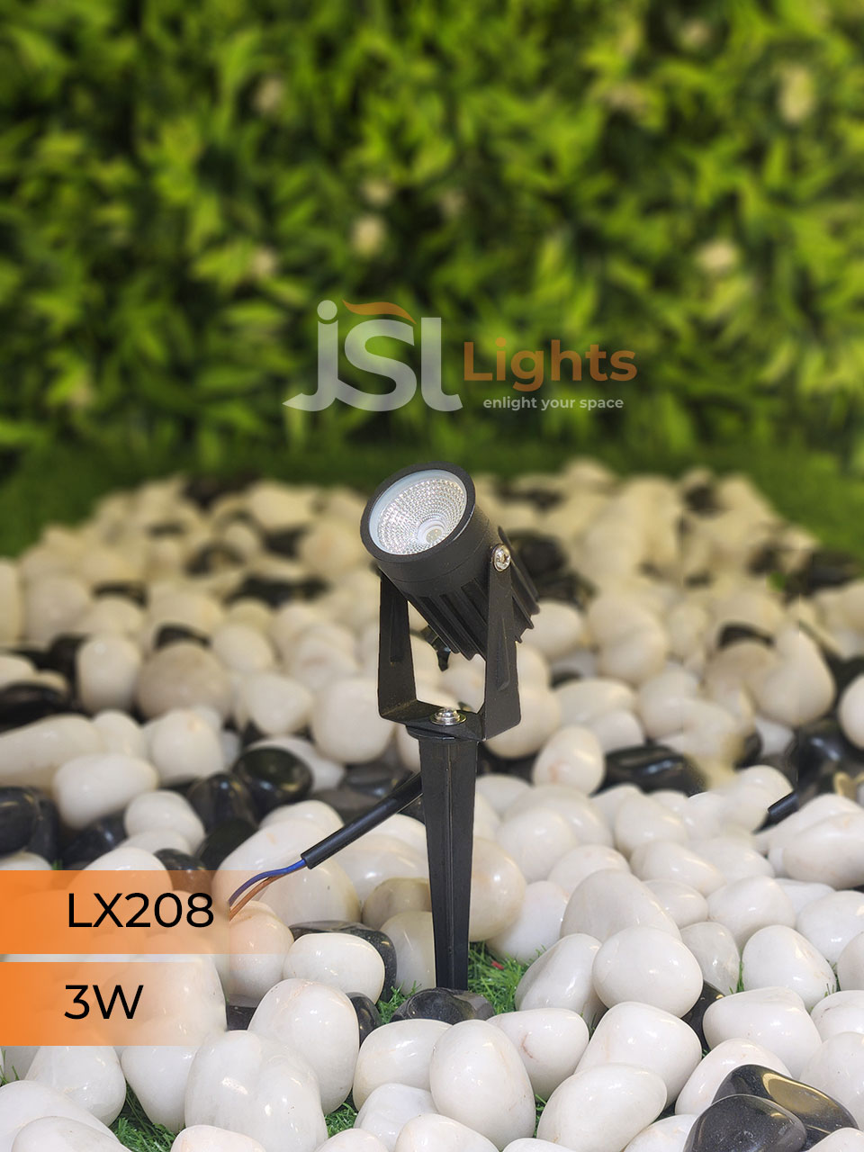 LX 208 3W Garden Spike Light Adjustable Waterproof Outdoor Garden Spotlight Black Body