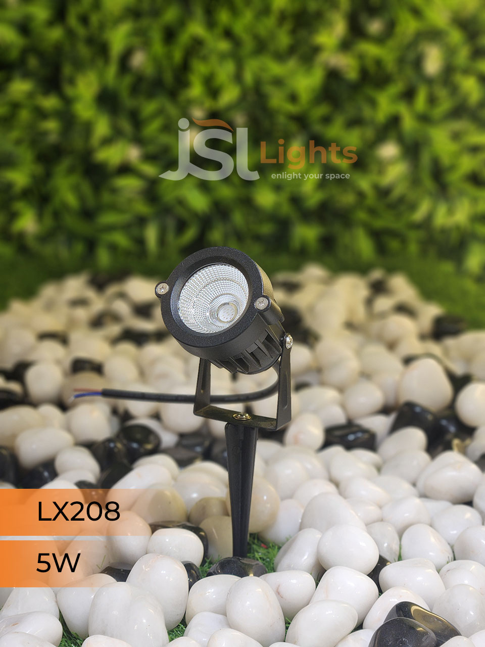 LX 208 5W Garden Spike Light Adjustable Waterproof Outdoor Garden Spotlight Black Body