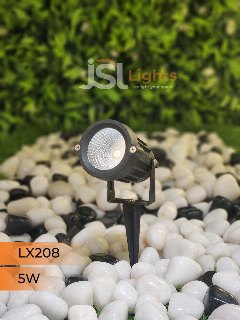 LX 208 5W Garden Spike Light Adjustable Waterproof Outdoor Garden Spotlight Black Body