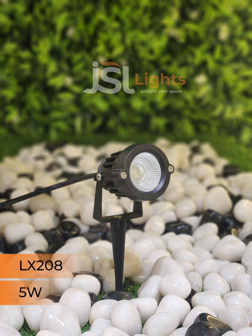 LX 208 5W Garden Spike Light Adjustable Waterproof Outdoor Garden Spotlight Black Body