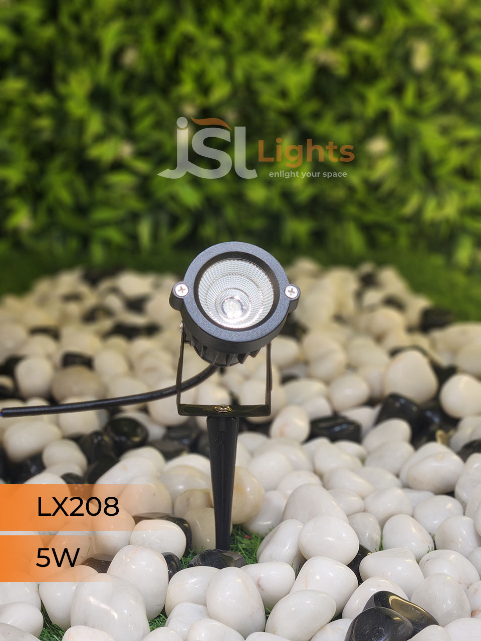 LX 208 5W Garden Spike Light Adjustable Waterproof Outdoor Garden Spotlight Black Body