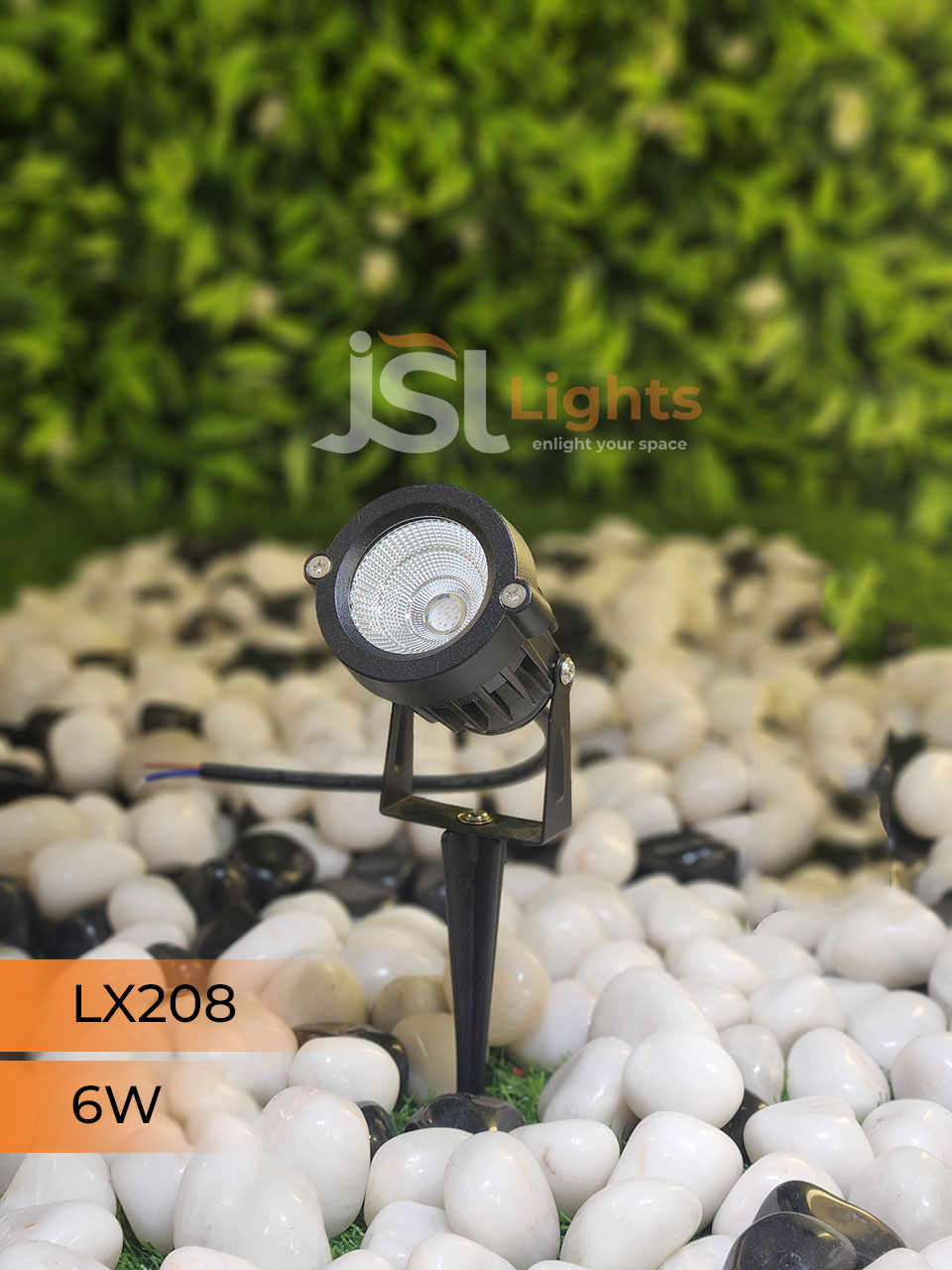 LX 208 6W Garden Spike Light Adjustable Waterproof Outdoor Garden Spotlight Black Body