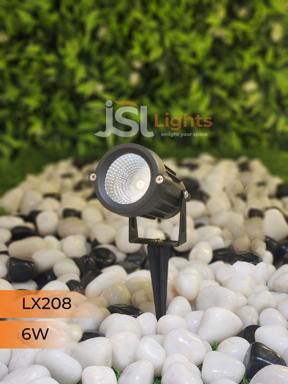 LX 208 6W Garden Spike Light Adjustable Waterproof Outdoor Garden Spotlight Black Body