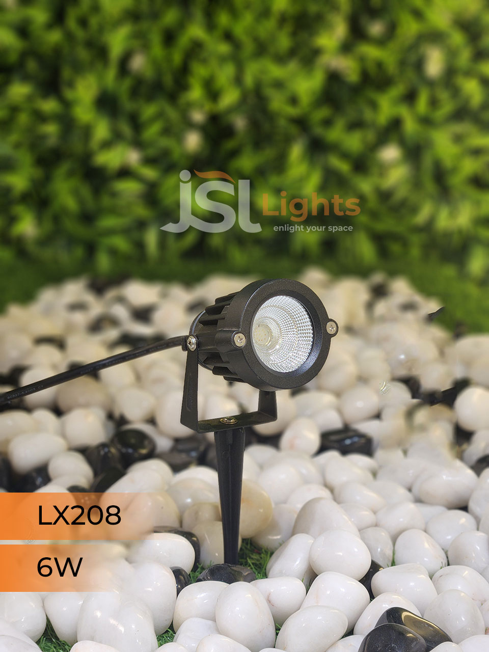 LX 208 6W Garden Spike Light Adjustable Waterproof Outdoor Garden Spotlight Black Body