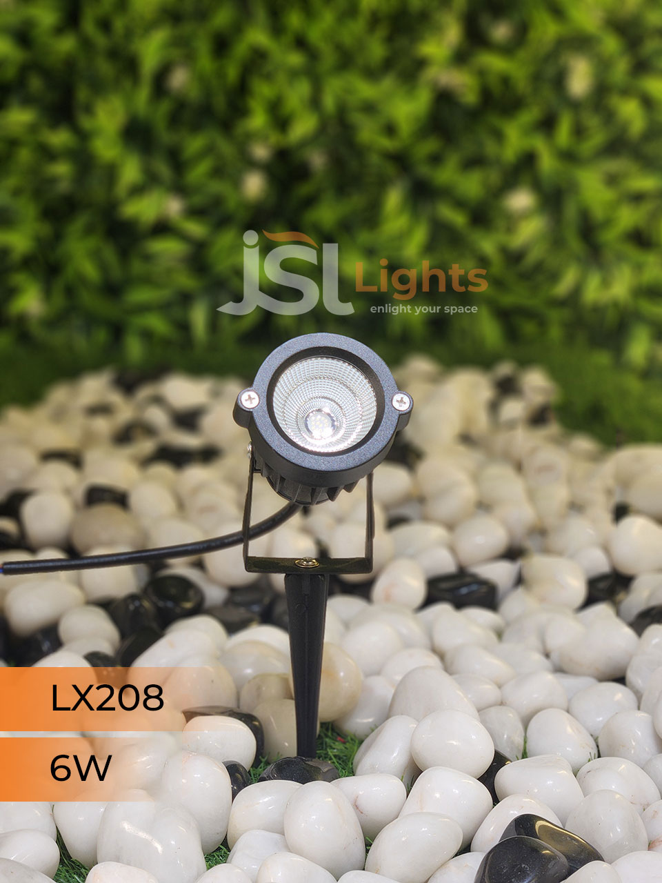 LX 208 6W Garden Spike Light Adjustable Waterproof Outdoor Garden Spotlight Black Body