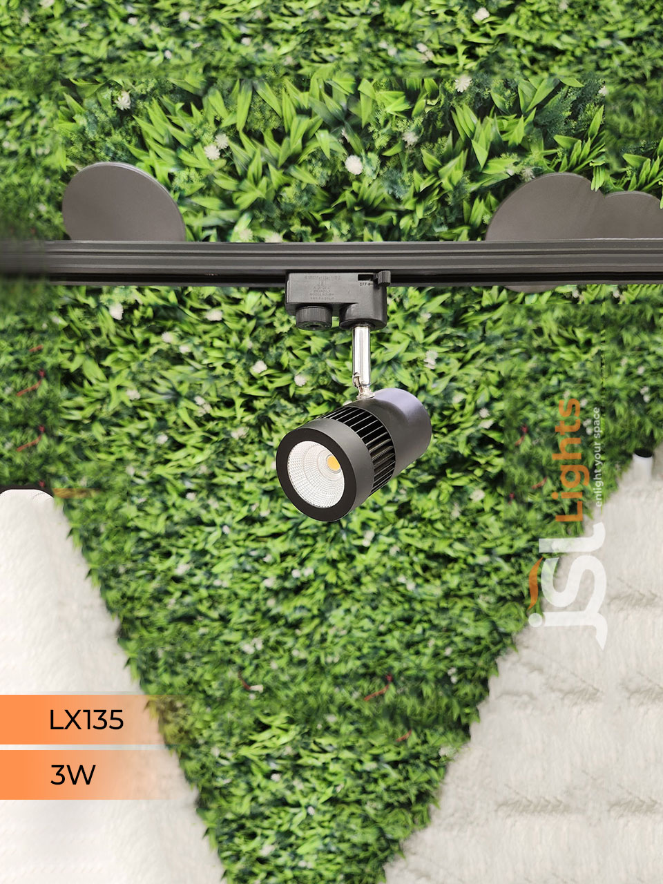 LX 3W LED Track Light Spotlight (135) Black Track Lighting Non Megnetic