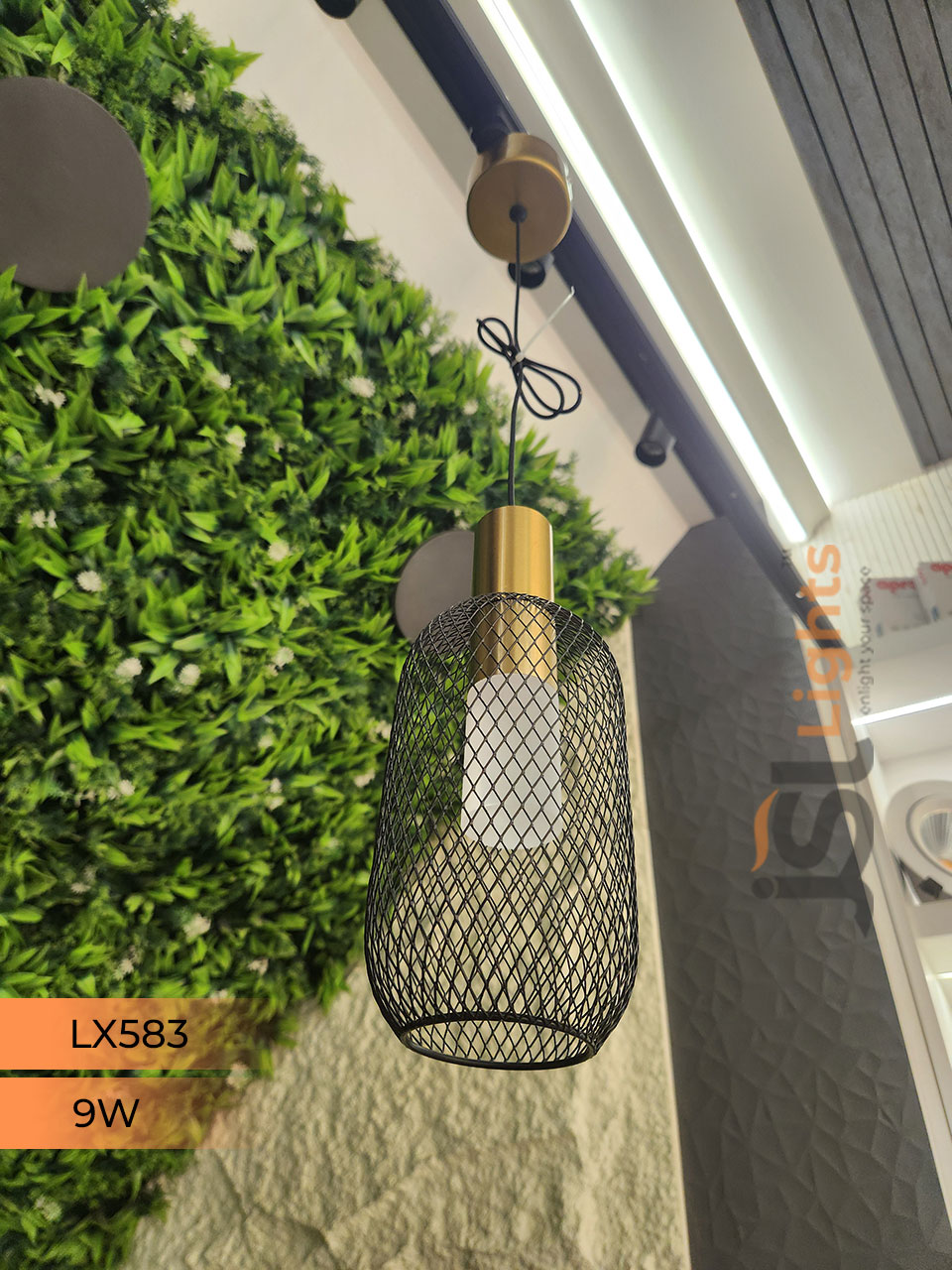 LX 583 9W Black Gold Surface Hanging Light for Home Ceiling Pendant Light Warm White with Hanging Wire