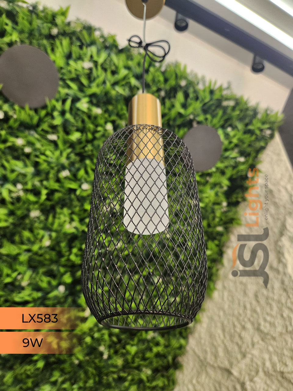 LX 583 9W Black Gold Surface Hanging Light for Home Ceiling Pendant Light Warm White with Hanging Wire