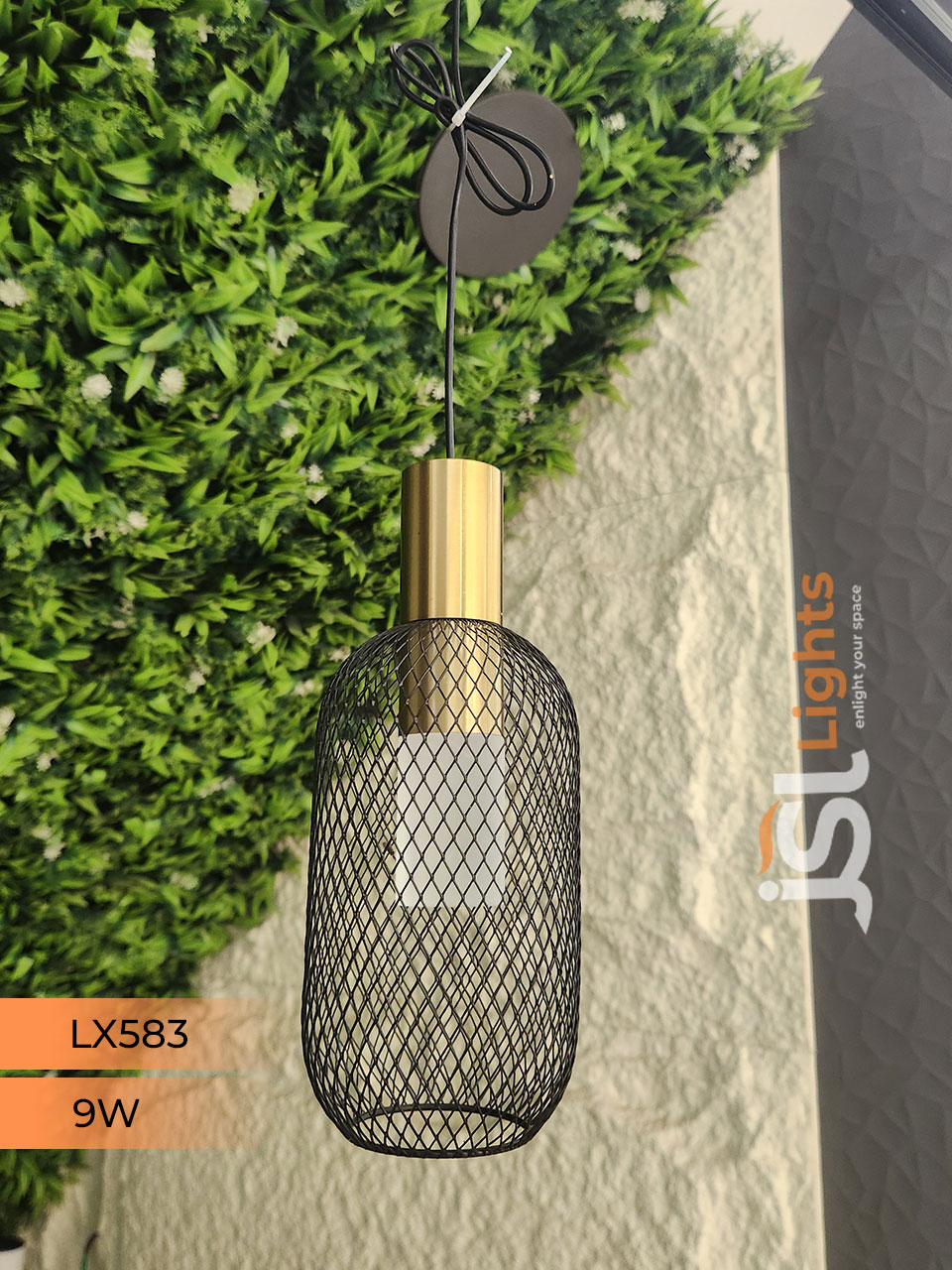LX 583 9W Black Gold Surface Hanging Light for Home Ceiling Pendant Light Warm White with Hanging Wire
