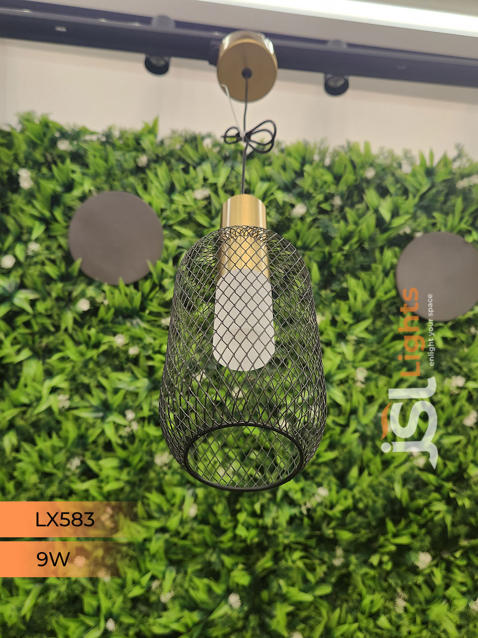 LX 583 9W Black Gold Surface Hanging Light for Home Ceiling Pendant Light Warm White with Hanging Wire