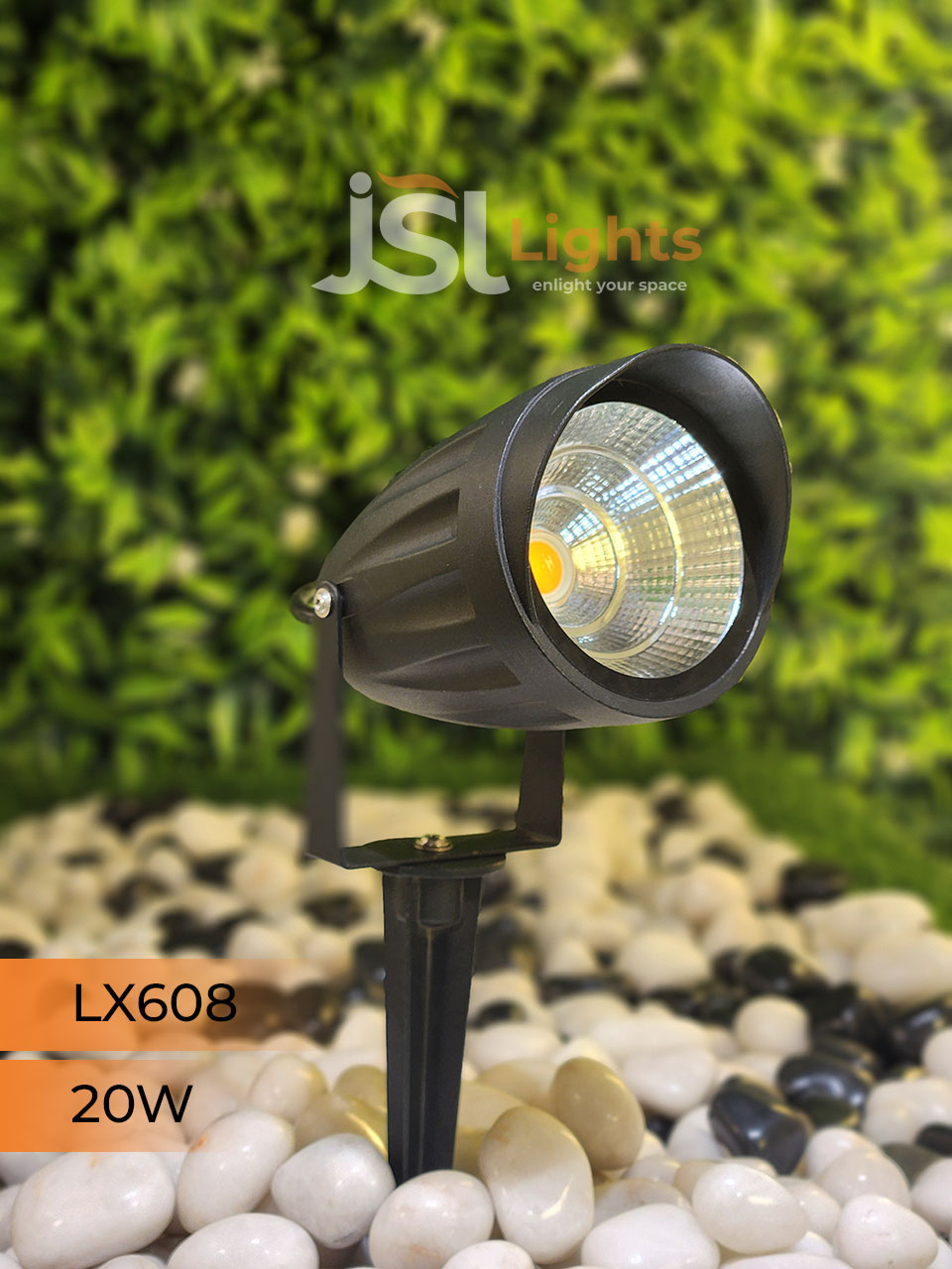 LX 608 20W Garden Spike Light Adjustable Waterproof Outdoor Garden Spotlight Black Body
