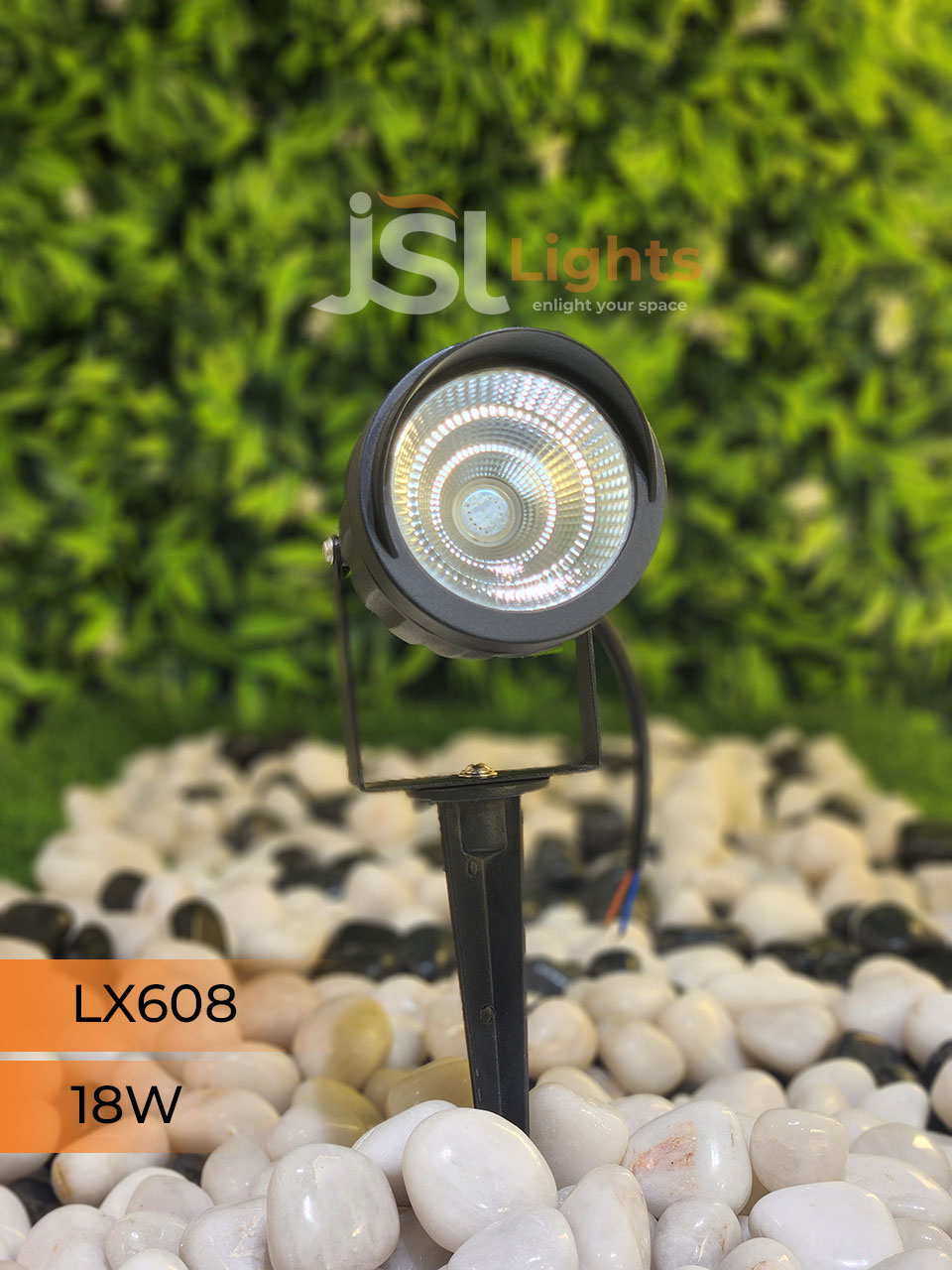 LX 608 18W Garden Spike Light Adjustable Waterproof Outdoor Garden Spotlight Black Body