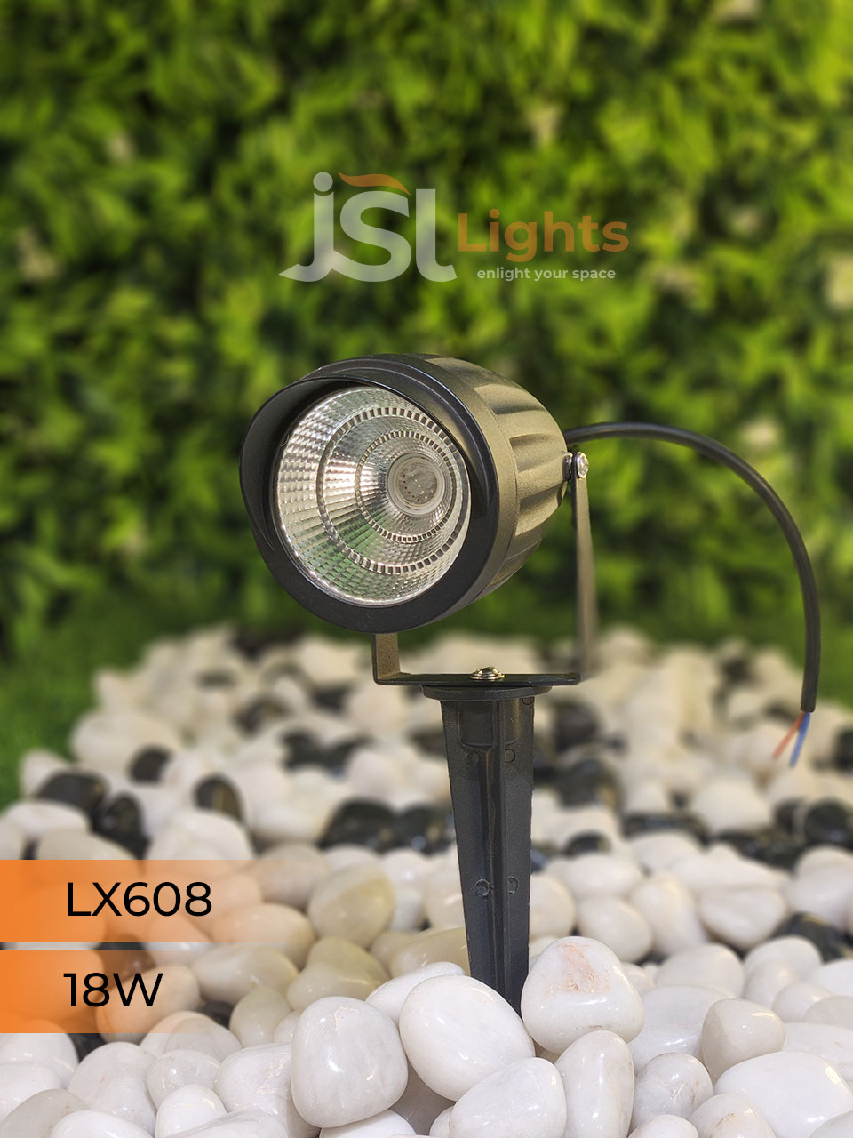 LX 608 18W Garden Spike Light Adjustable Waterproof Outdoor Garden Spotlight Black Body