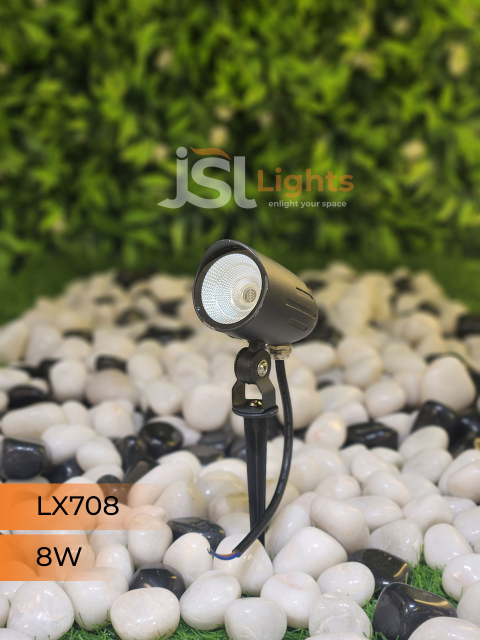 LX 708 8W Garden Spike Light Adjustable Waterproof Outdoor Garden Spotlight Black Body