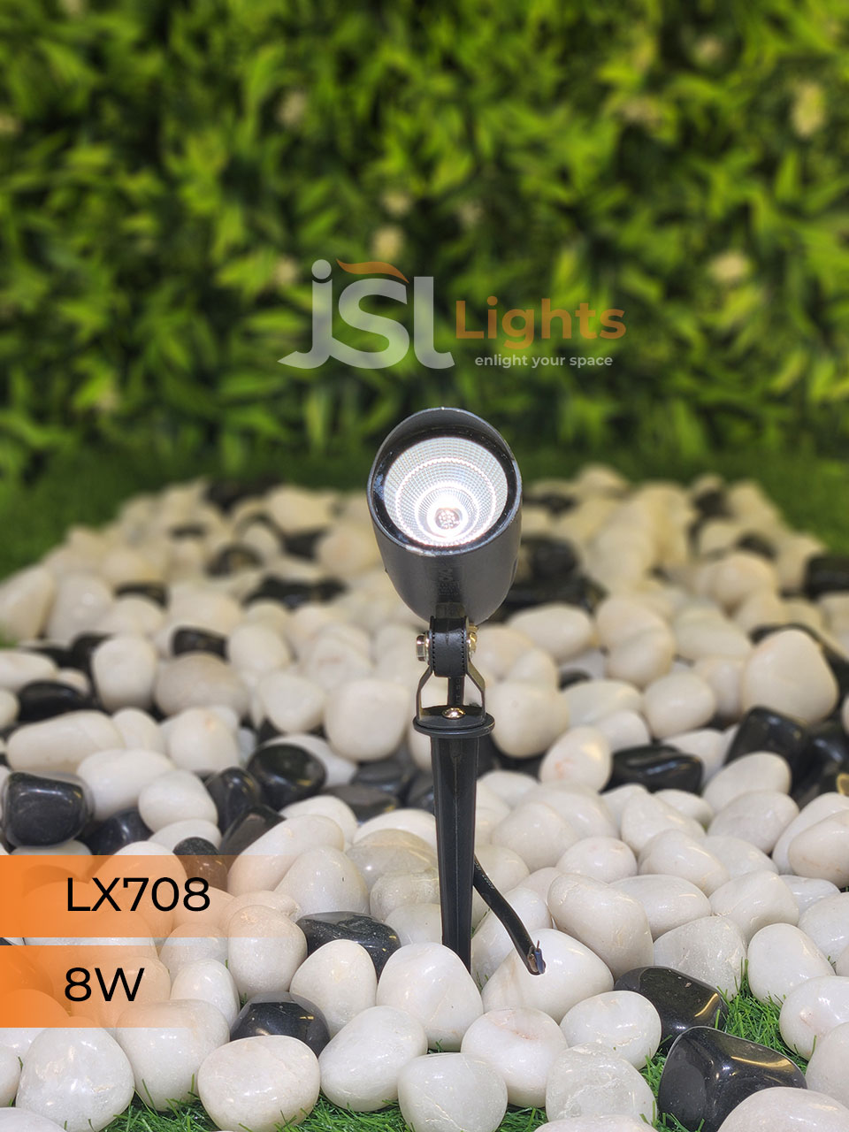 LX 708 8W Garden Spike Light Adjustable Waterproof Outdoor Garden Spotlight Black Body
