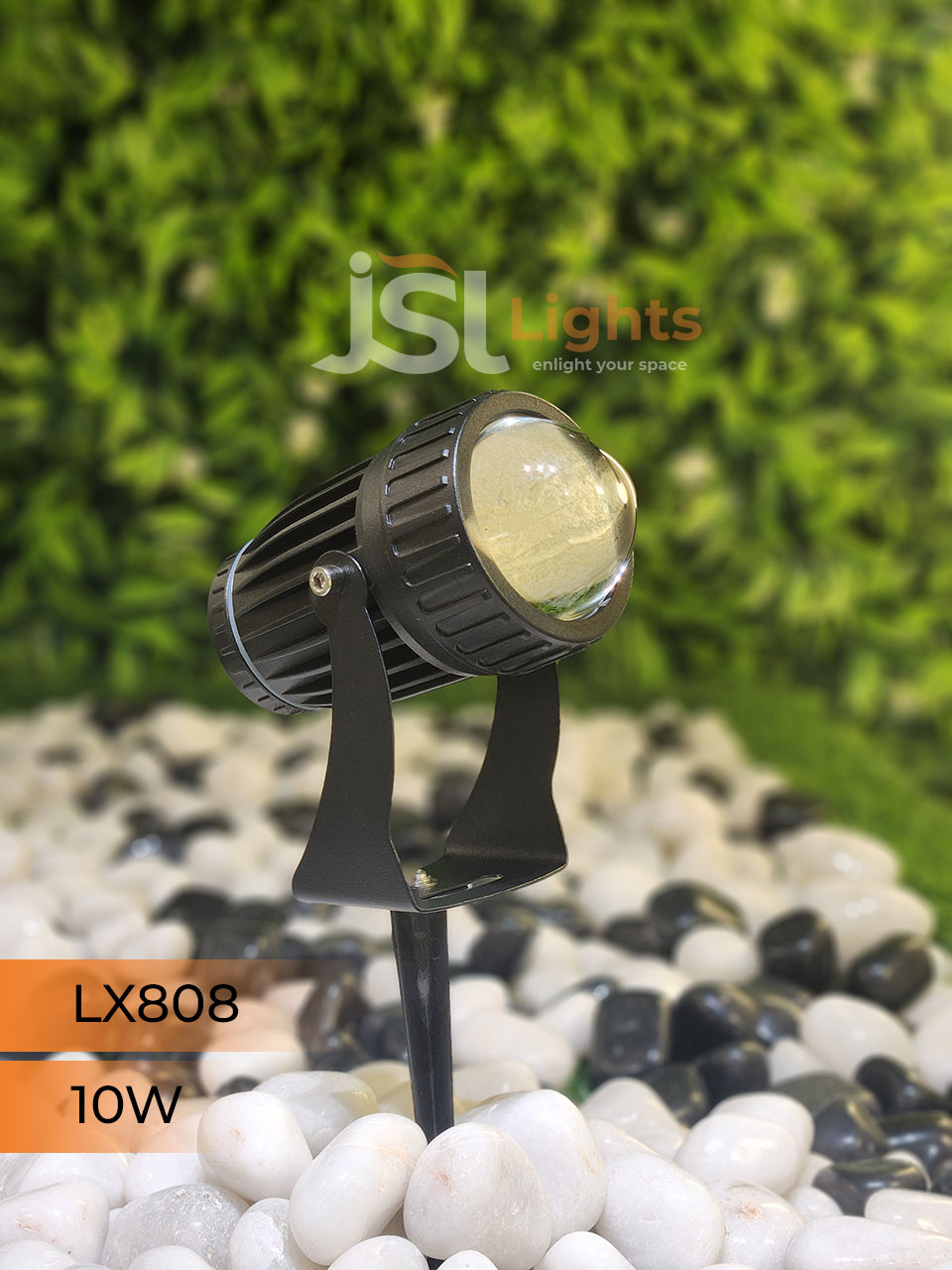 LX 808 10W Garden Spike Light Adjustable Waterproof Outdoor Garden Spotlight Black Body