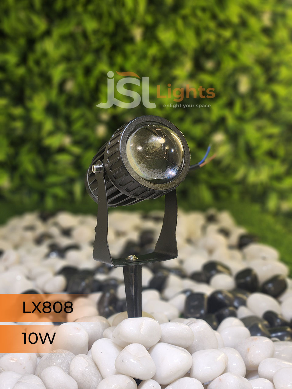 LX 808 10W Garden Spike Light Adjustable Waterproof Outdoor Garden Spotlight Black Body