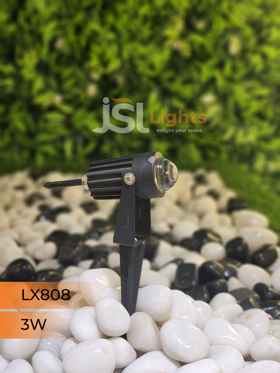 LX 808 3W Garden Spike Light Adjustable Waterproof Outdoor Garden Spotlight Black Body